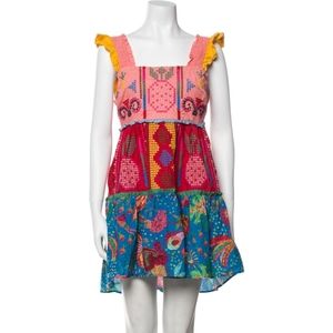 FARM RIO color block embroidered mini dress size small